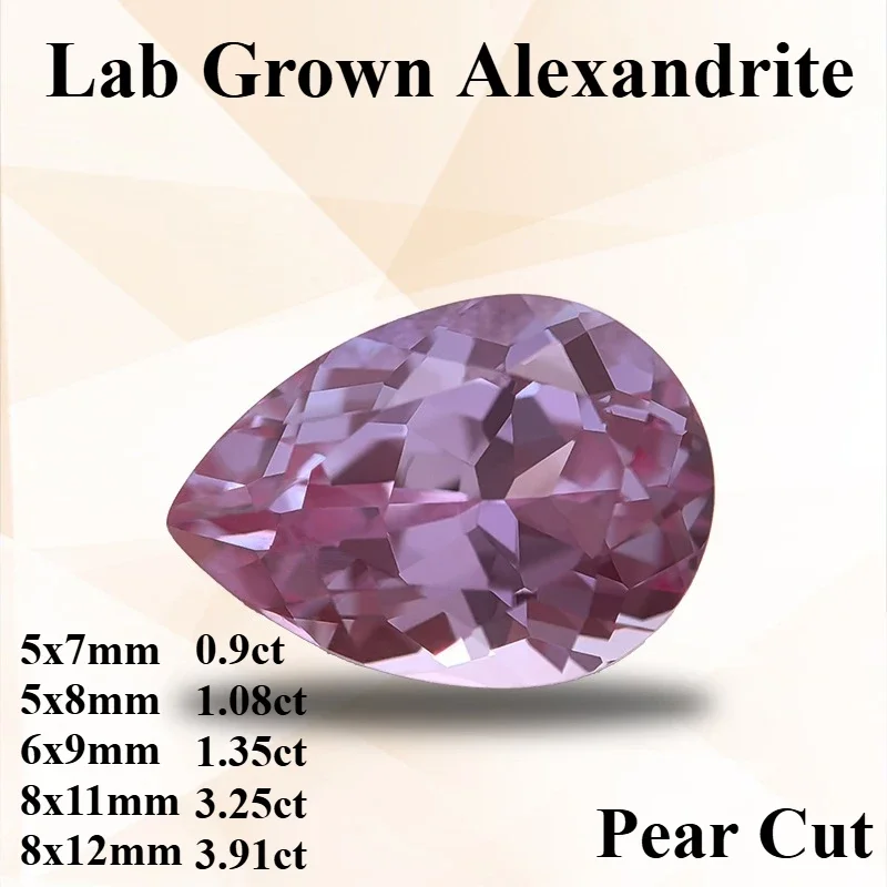 

Lab Grown Alexandrite Pear Cut Change Color Stone DIY Ring Necklace Earrings Main Materials Selectable AGL Certificate