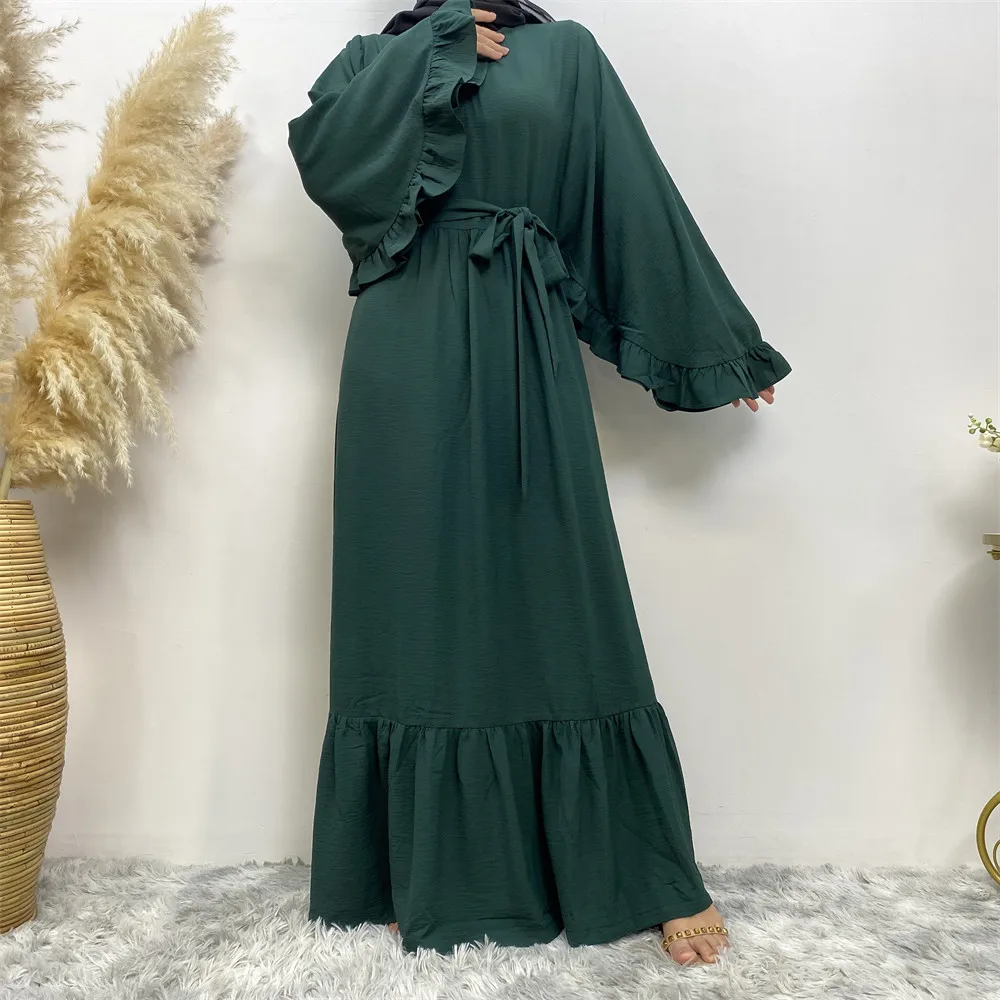 Muslim Middle East new fashion Arab Dubai solid color patchwork dress Islamic fashion women elegant dress