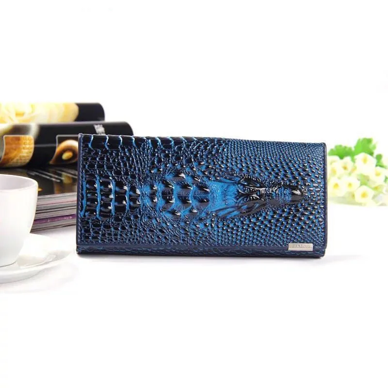Fashionable high-end cowhide wallet, women's long wallet, coin wallet, card bag, leather folding wallet