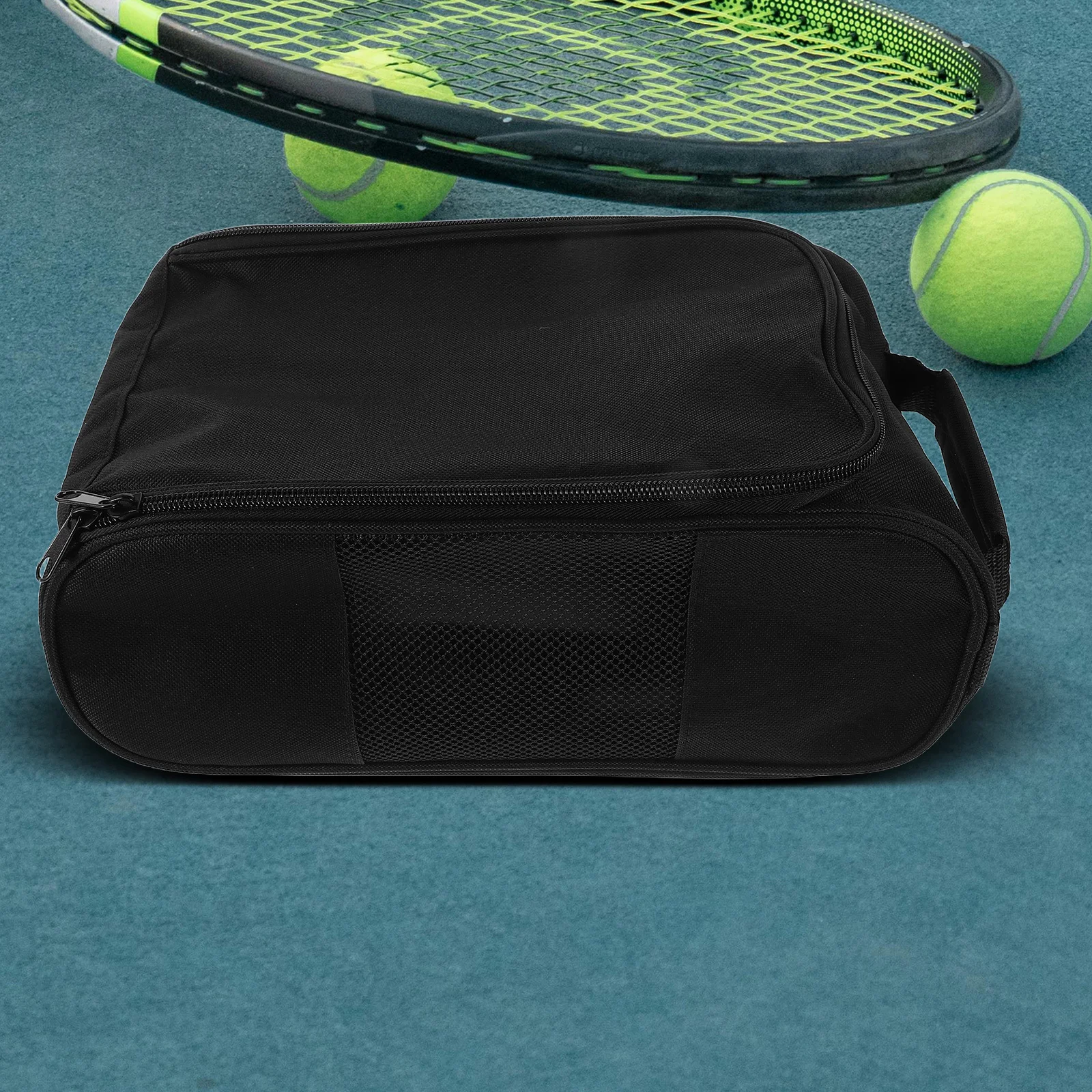 Golf Shoe Bag Zippered Carrier with Strap Handle Side Ventilation for Socks Tees Sports Golf Baseball Soccer Accessory Organizer