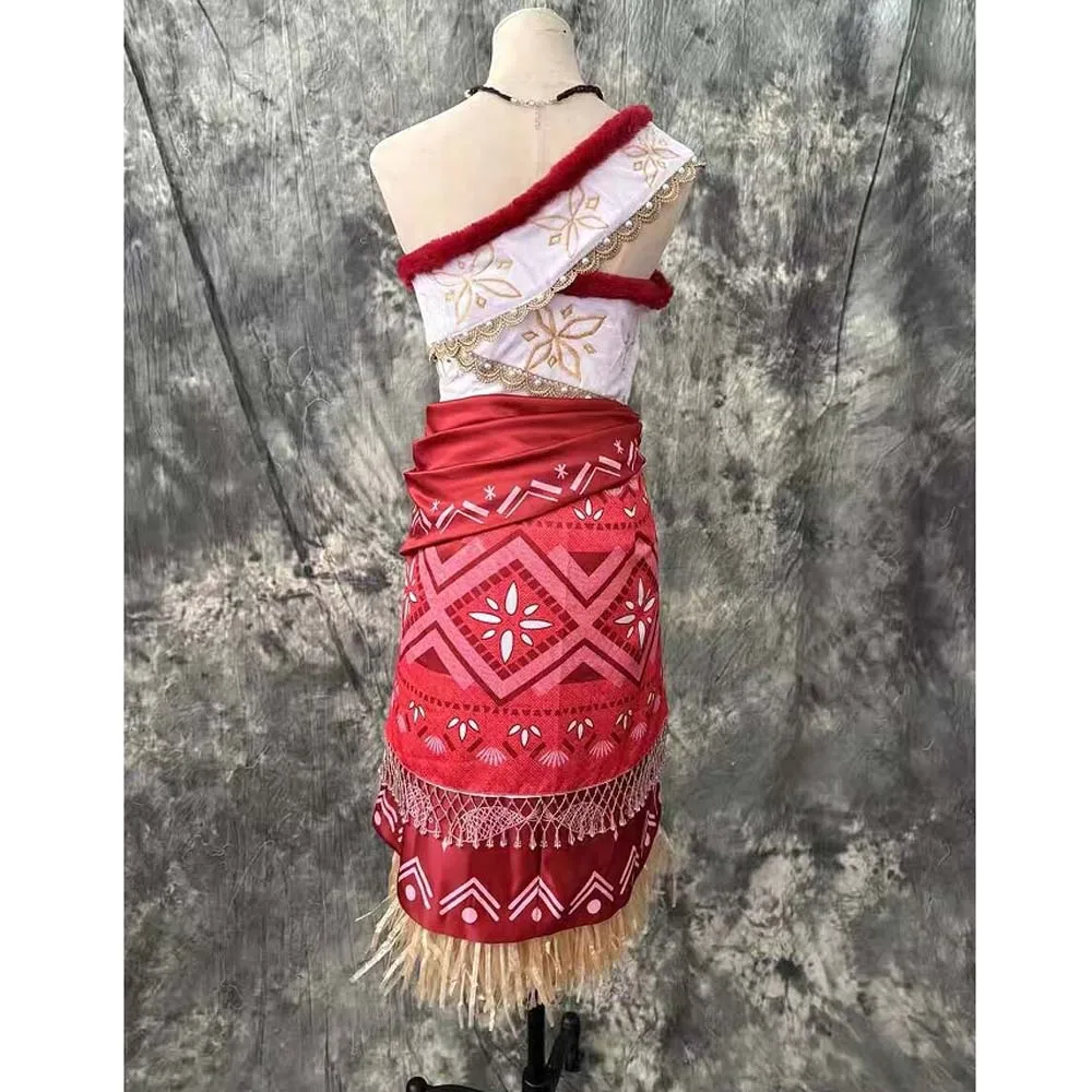 Moana Cosplay Costume Princess Dress Adult Top Embroidered Necklace Skirt Full Set Female Halloween Carnival Party Moana2 Dress
