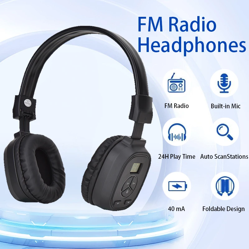 Eppfun Wireless FM Radio Headset, Rechargeable FM Radio Headset Receiver for Meetings, Daily Work, Teaching, Hiking and Jogging