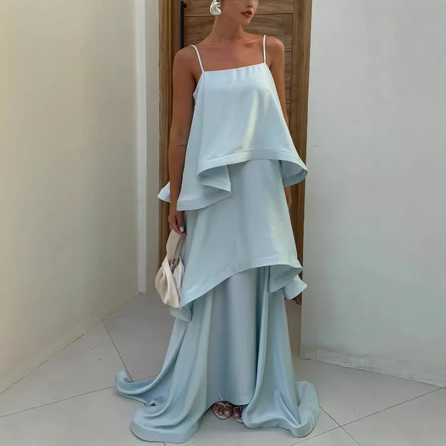 FL Dames Roze Ruches Strapless Jurk Mouwloos Rugloos Losse Lange elegante gewaden Dame Vakantie Strandfeest Avondjurk Nieuw