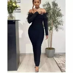 African Wedding Party Dresses for Women Autumn African Long Sleeve White Black Plus Size Long Christmas Dress Ankara Dresses