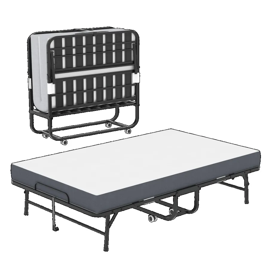 Large 75x46 Wide Folding Bed for Tall People Extra Long Wide Rollaway Bed with 5 Memory Foam Heavy-Duty 450lbs Capacity Guest B
