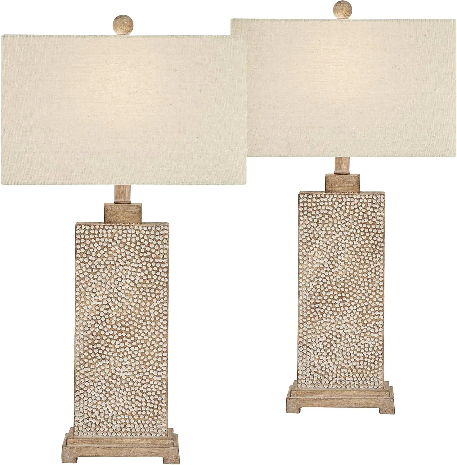Pair Farmhouse Rustic Table Lamps Hammered Base 26 3/4 Inch Height Set Of Two