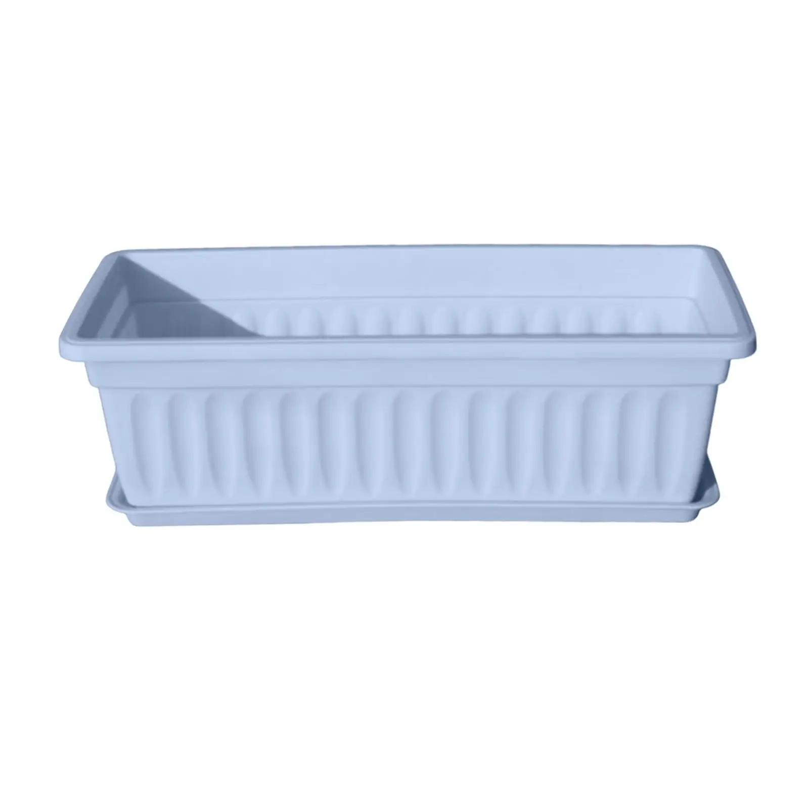Large Planter Rectangular Balcony Plant Pot Plastic with Drainage and Tray Outdoor Flower Box for Garden Porch Fence Windowsill