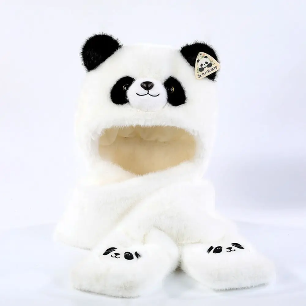 Marioneta de mano de felpa de Panda Kawaii, simulación de Panda suave, almohada de felpa para el cuello, guantes de 30cm, gorro de felpa de Panda, tiempo de historia