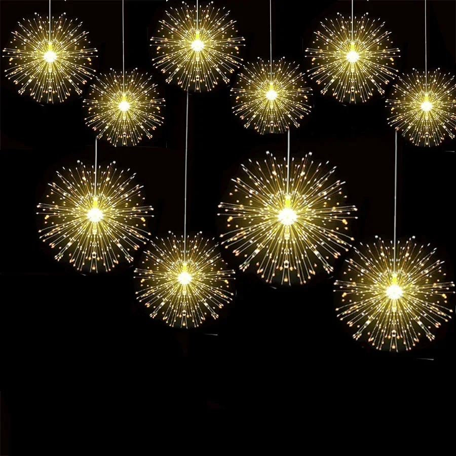 5/10Pack Firework Lights Starburst String Lights Outdoor Copper Wire 8 Twinkle Fairy Light DC24V Plug in Hanging Fireworks Light