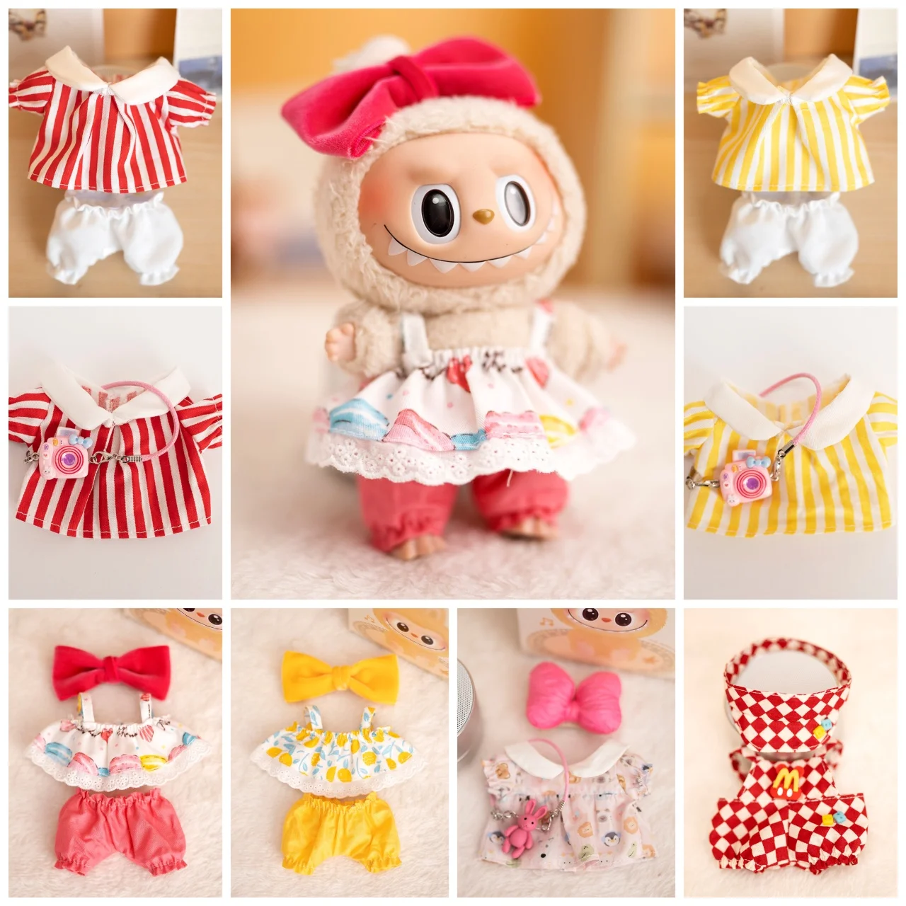 17cm-labubu-pingentes-roupas-de-bebe-vestidos-de-casamento-vestidos-de-noite-labubu-bonecas-brinquedos-de-pelucia-estatuetas-e-roupas-de-alta-qualidade