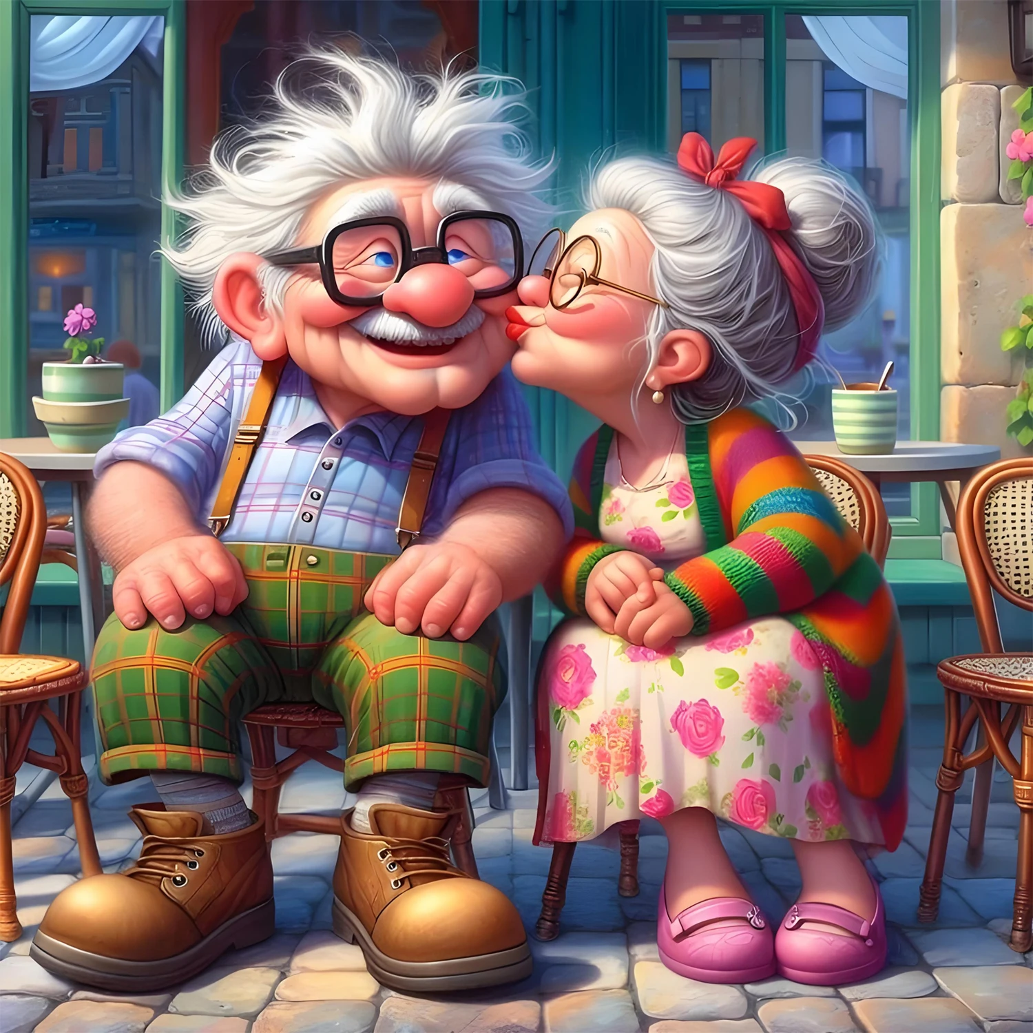 Kit de pintura de diamante DIY con patrón de dibujos animados de beso, arte de diamante completo sin marco, varios tamaños para elegir