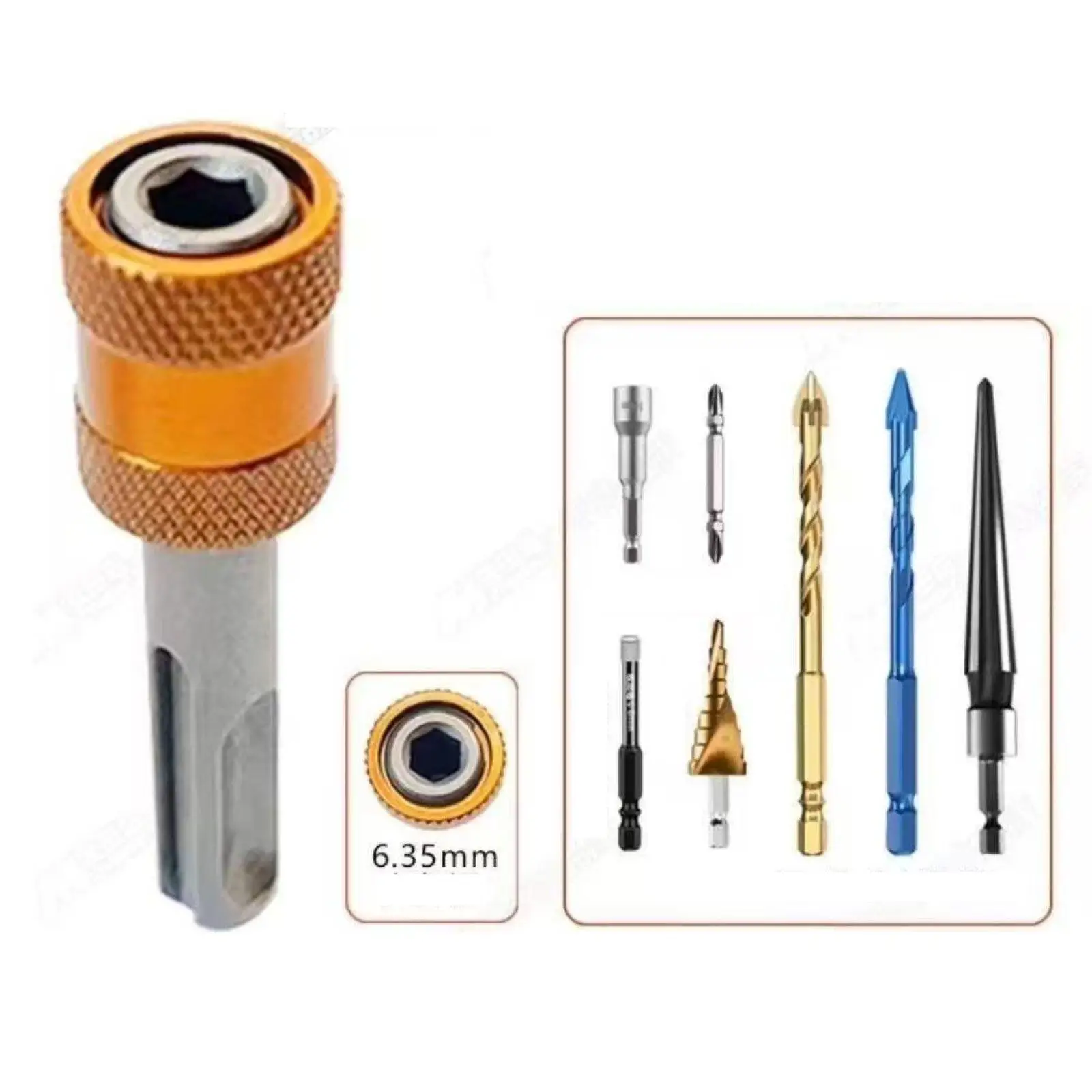 Electric Hammer Adapter Extension Rod Carbon Steel Versatile Drill Bit Holder Shank to 1/4