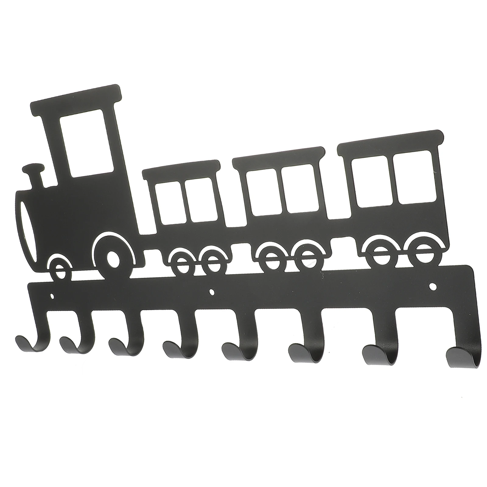 

Iron Hollow Train Hooks Black Wall Mounted Storage Rack For Keys Clothes Towel Umbrella Metal Hook Bathroom Bedroom Decor