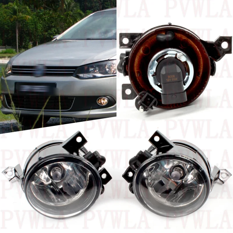 Pair Front Bumper Fog Lights Lamp With Halogen Bulbs 1T0941699C 1T0941700C For VW Polo Sedan 2010 2011 2012 2013 2014 2015