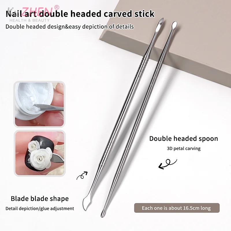 مسمار الفن نحت قضيب برأسين مسمار نحت قضيب تمديد إزالة الصمغ عصا هلام إزالة ملعقة مسمار البولندية غمس إزالة