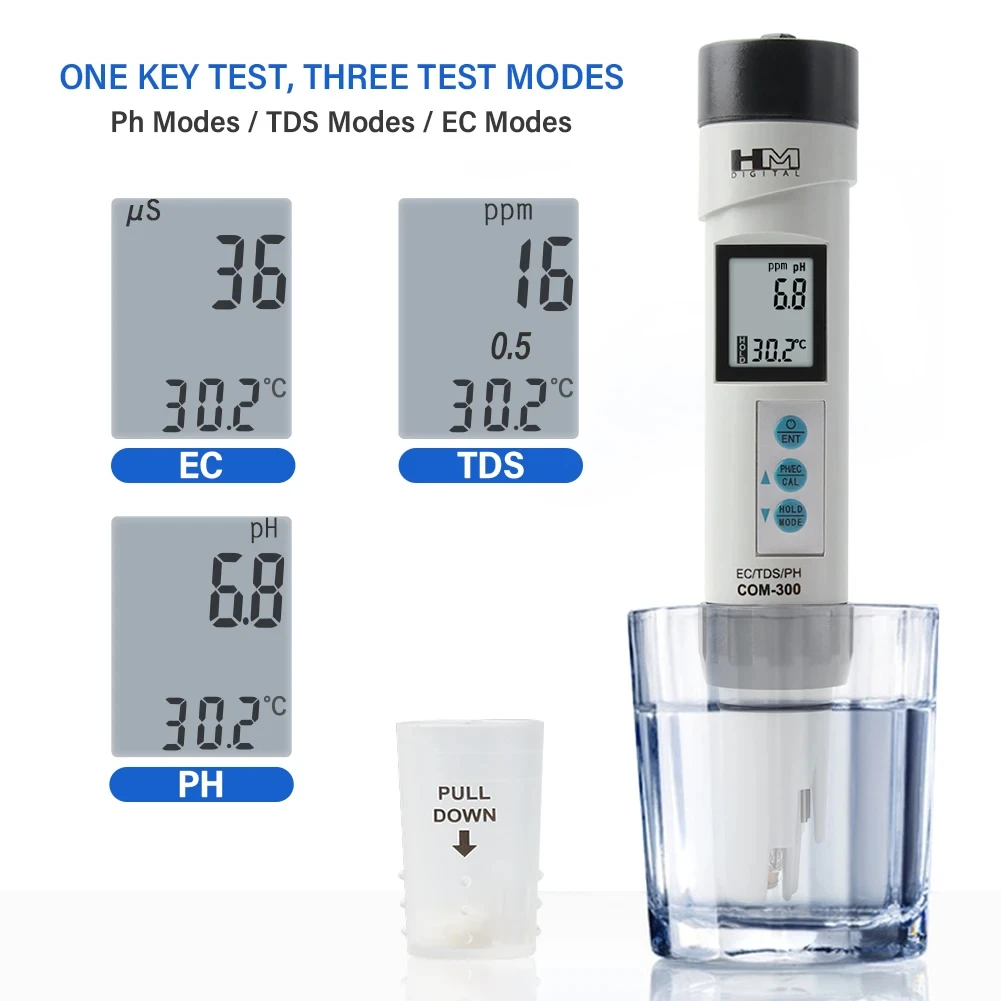 HM Digital Water Quality Tester 2/3/4 in 1 Combo Meter TDS EC Temp PH Meter PH-200 PH Meter ORP Tester for Hydroponic Aquarium