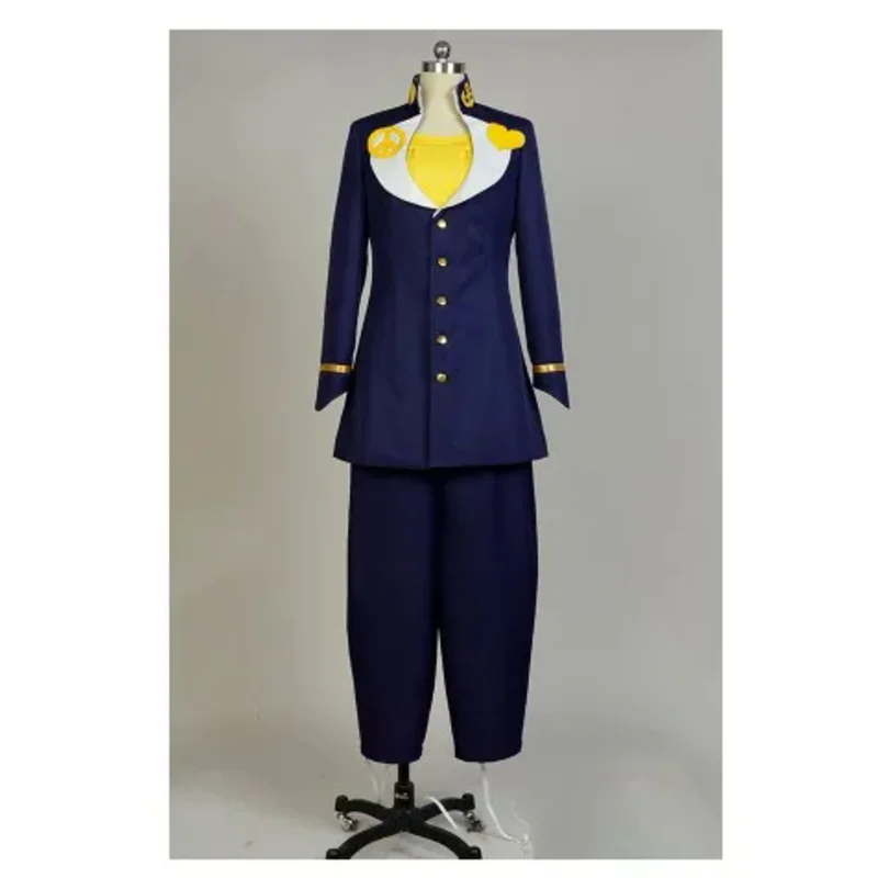 JoJo's Bizarre Adventure disfraz de Josuke Higashikata, traje azul, uniforme para fiesta, Carnaval, Halloween, peluca para hombres adultos