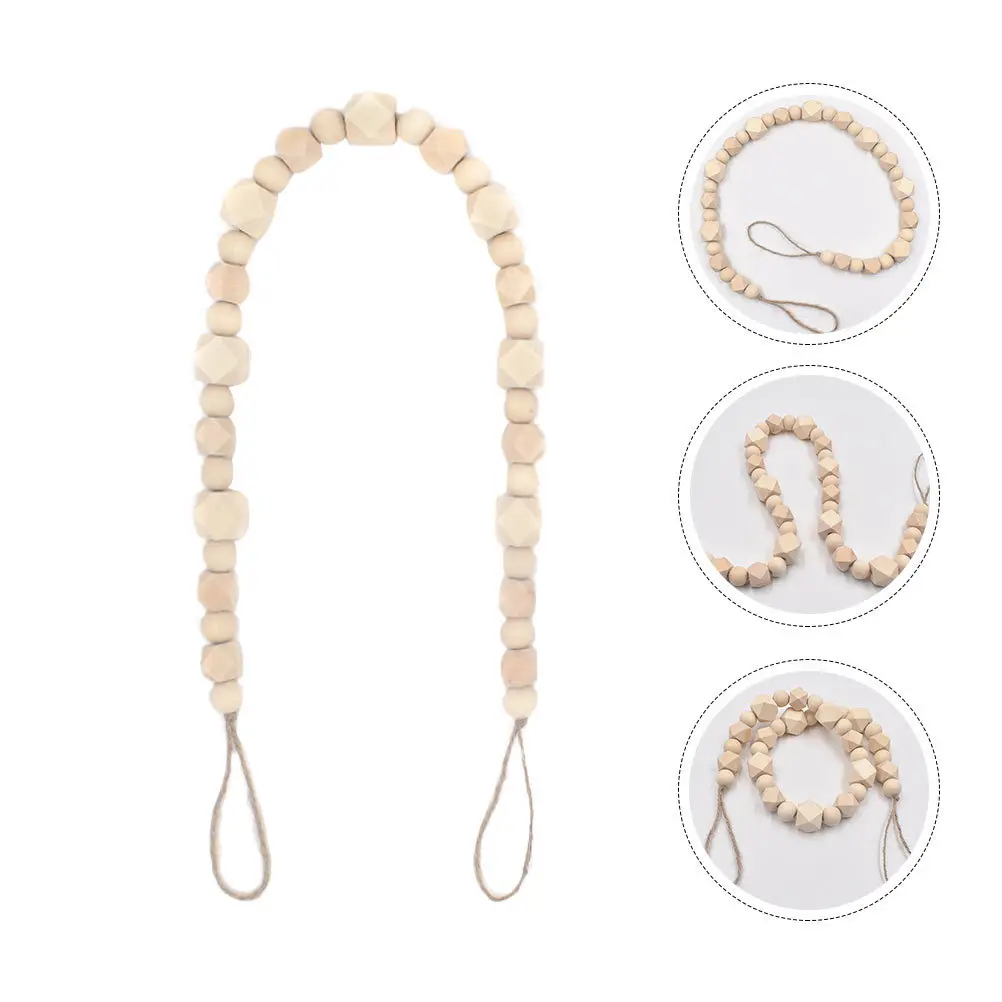 

1Pcs Wooden Beads Curtain Tieback Retro Style Hanging Strap Curtain Holdback for Living Room Bedroom Office Window Decor