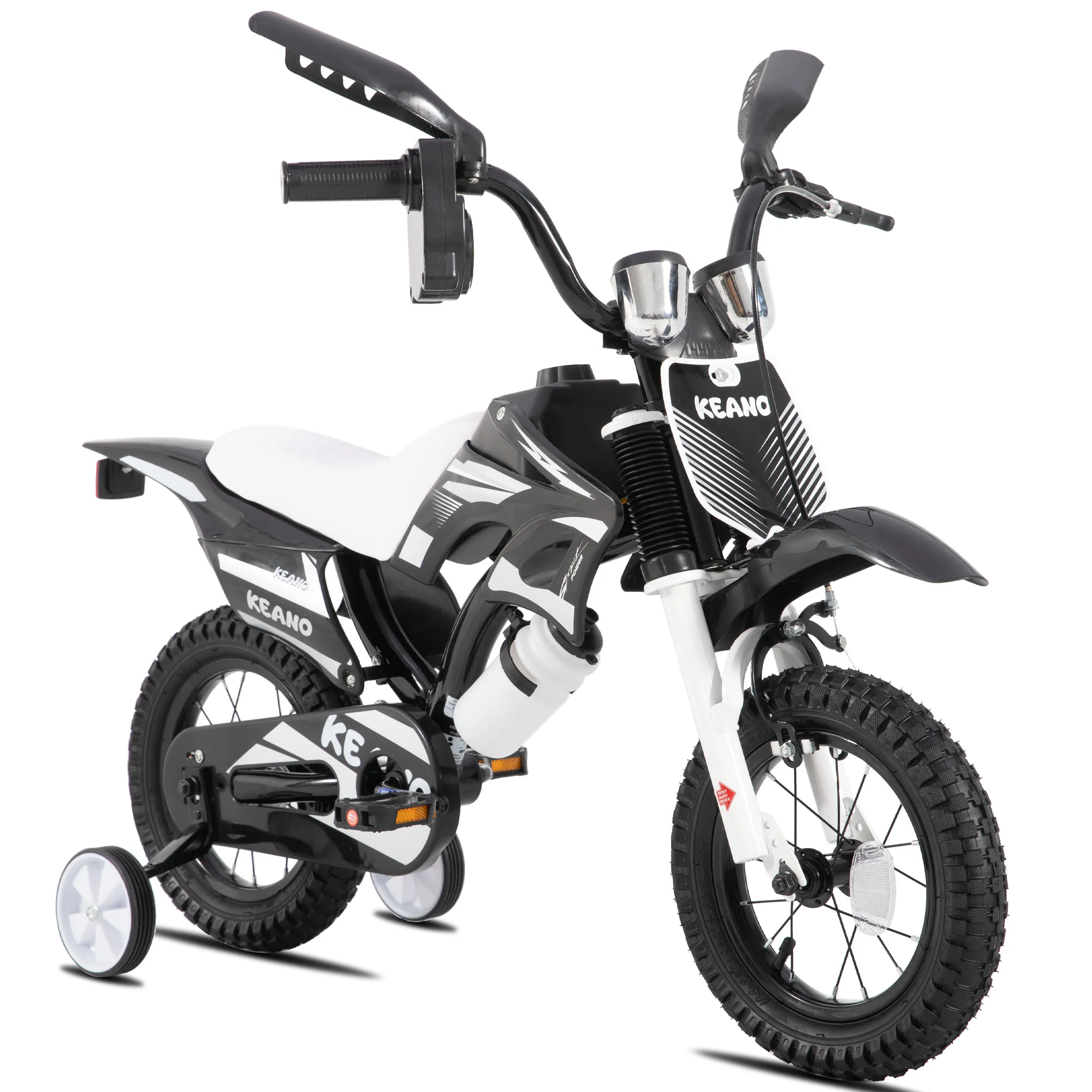 دراجة أطفال على طراز KEANO Motocross للأولاد والبنات من سن 3 إلى 7 سنوات، دراجة أطفال مقاس 12 16 بوصة مع عجلات تدريب ولوحة أرقام #1