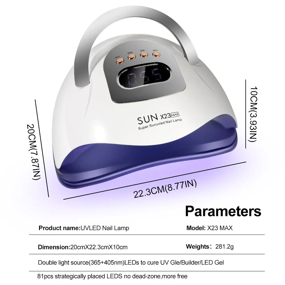 Sécheur professionnel de lampe UV pour Nail Art, 81led, avec 4 minuteries et capteur automatique, lampe de polymérisation, outil de manucure pour vernis à ongles en Gel