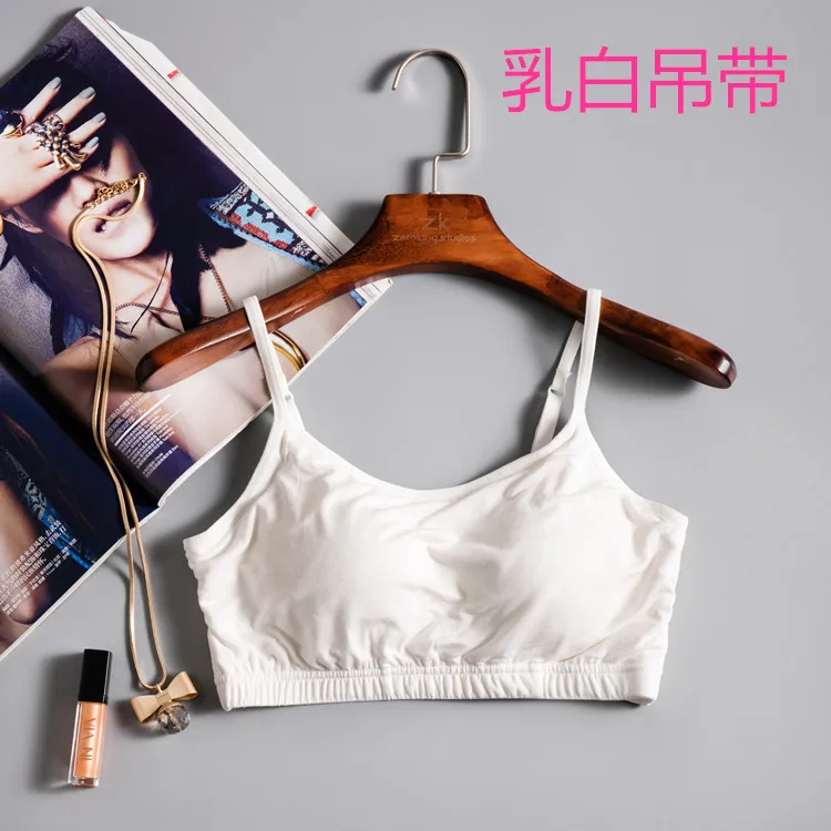 Modal Rimless Bra Underwear Nightwear Women's Tube Top Chest Pad Integrated Small Sling Vest One Piece Sleepwear Pajamas