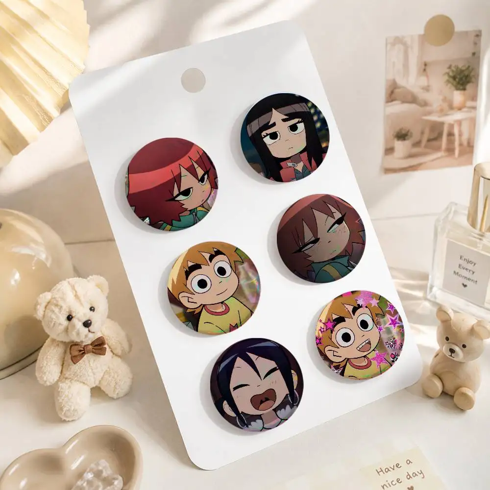 A-Scott Pilgrim Tinplate Brooch Figure Icon Badge Handmade Brooches For Backpack Clothes Decoration