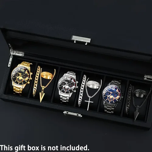 Imagen 2 del producto 12 unids/set, relojes para hombre, reloj de moda de 3 piezas para hombre, conjunto de reloj de cuarzo con combinación multicolor para hombre
