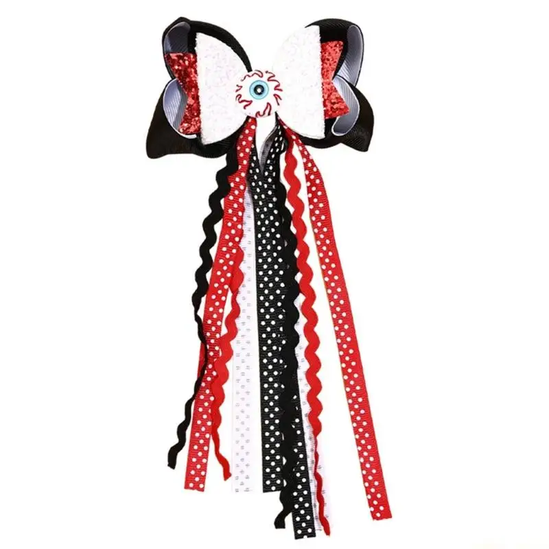 31BF Halloween Bows Hair Clips Halloween Hair Accessories Long Tail Hair Barrettes