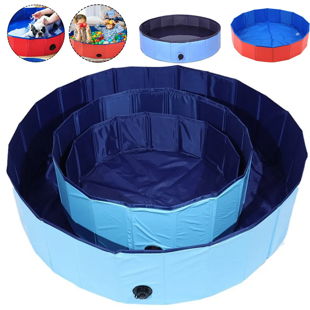 Piscina plegable para mascotas, piscina para perros de 160*30cm/120*30cm/80*20cm, piscina portátil para mascotas con válvula de drenaje, bañera para perros para exteriores.