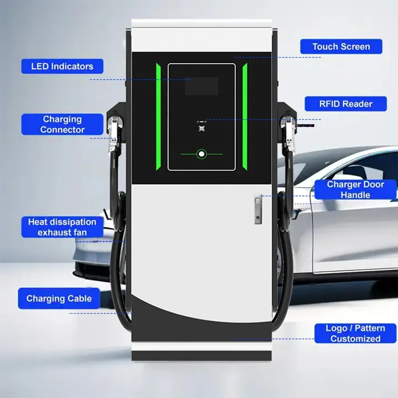 200kW DC Ultra Fast Charging Pile EV Charger CCS2 Double Gun for Electric Bus Logistics Center