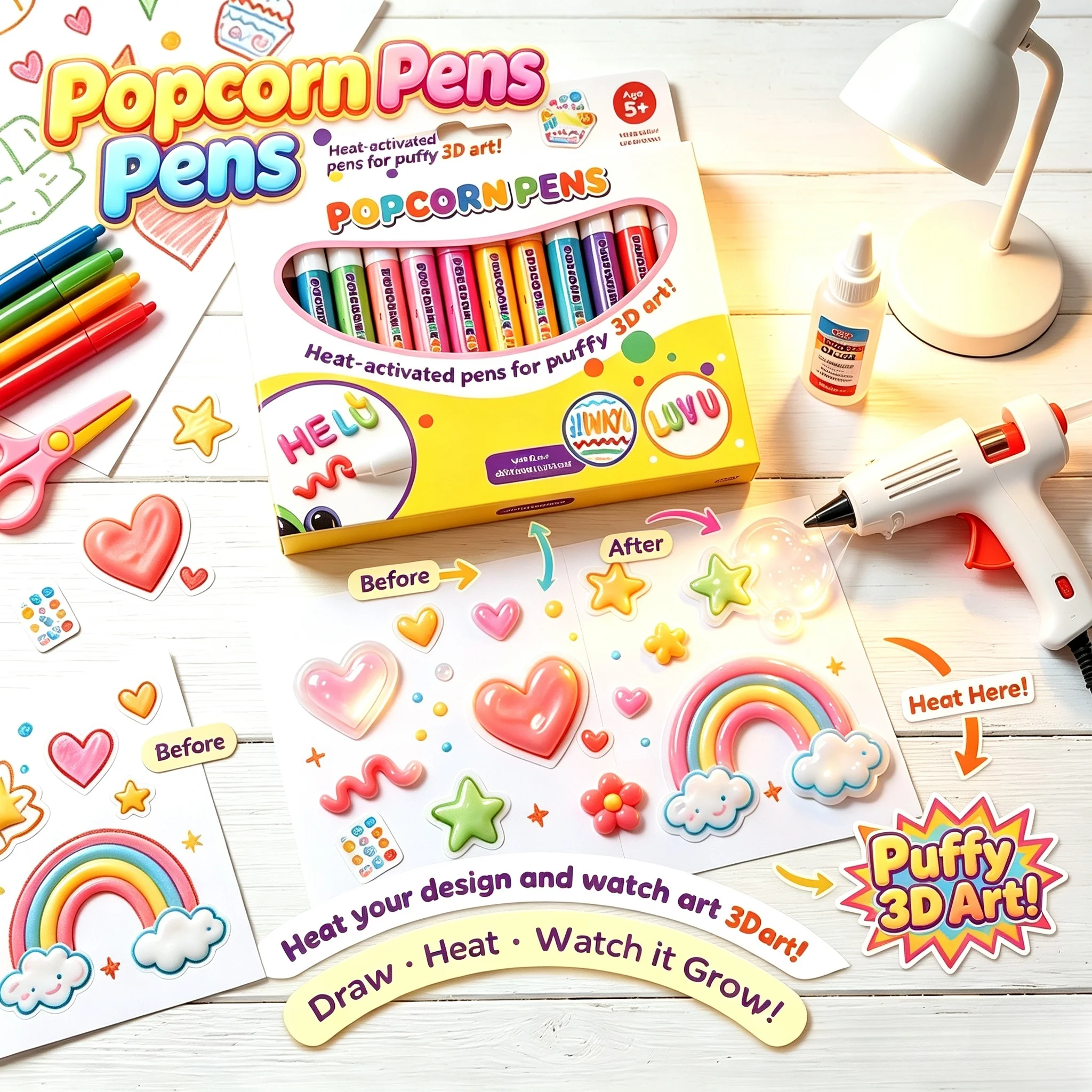 DIY Bubble Popcorn Drawing Pens 3D Puffy Bubble Art Marker Set Creative Graffiti Pen Kids Journal Greeting Card Craft Doodle Pen