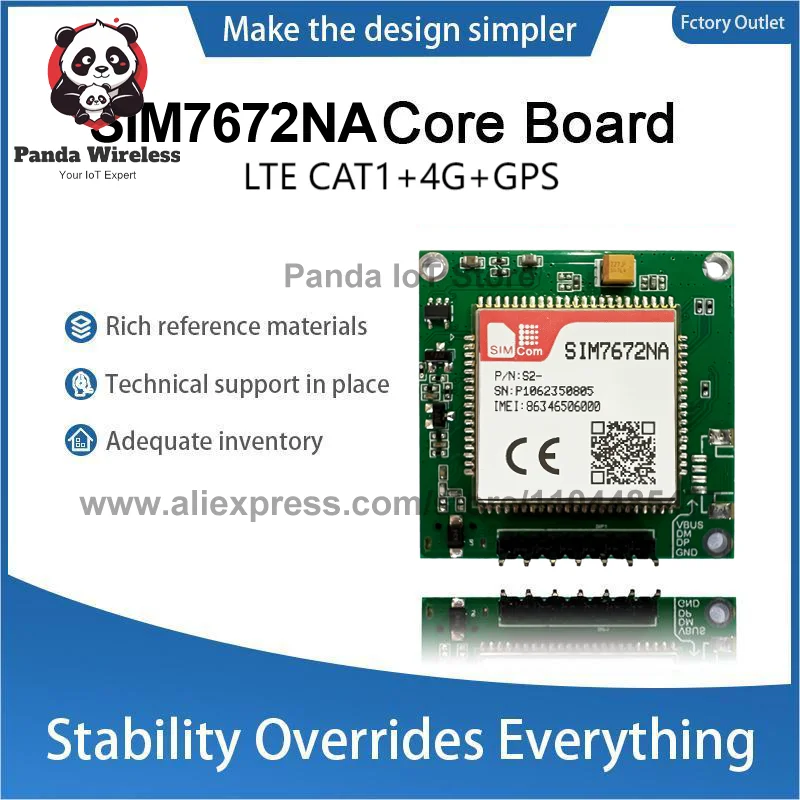 SIMcom SIM7672NA Globale Version Core Board LTE CAT1+4G+GPS LTE-FDD Daten+GNSS B2/B4/B5/B12/B13/B66 TTL Serial Port Qualcomm Chip