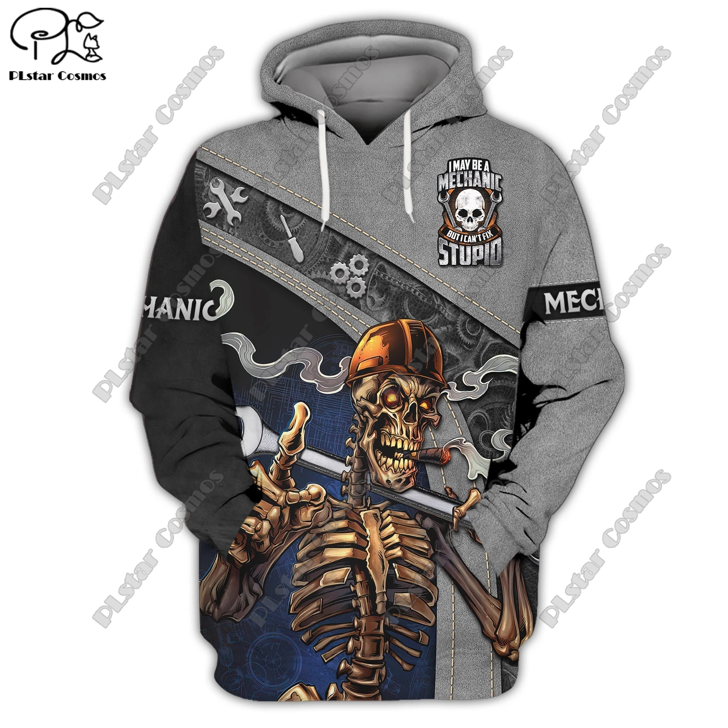 

PLstar Cosmos 3D Printed Skull Mechanic Graphic Print Unisex Clothing Fun Casual Hoodie/Sweatshirt/Zip/Jacket/T-Shirt JX-1