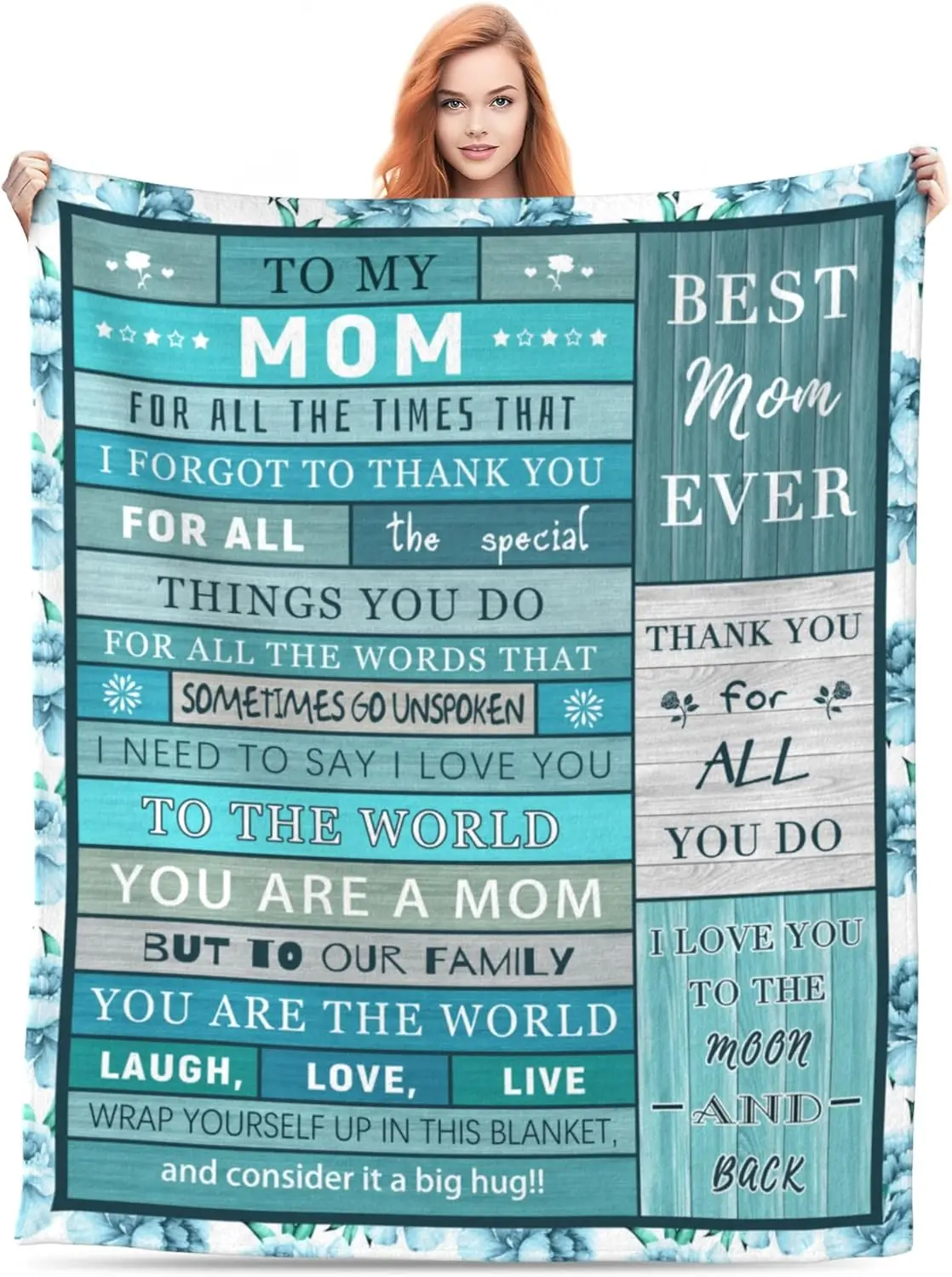 

Mom Birthday Gifts Gift for Mom Blanket from Daughter Son Soft Mother's Fleece Throw Blankets Warm Letter Mommy Flannel Blankets
