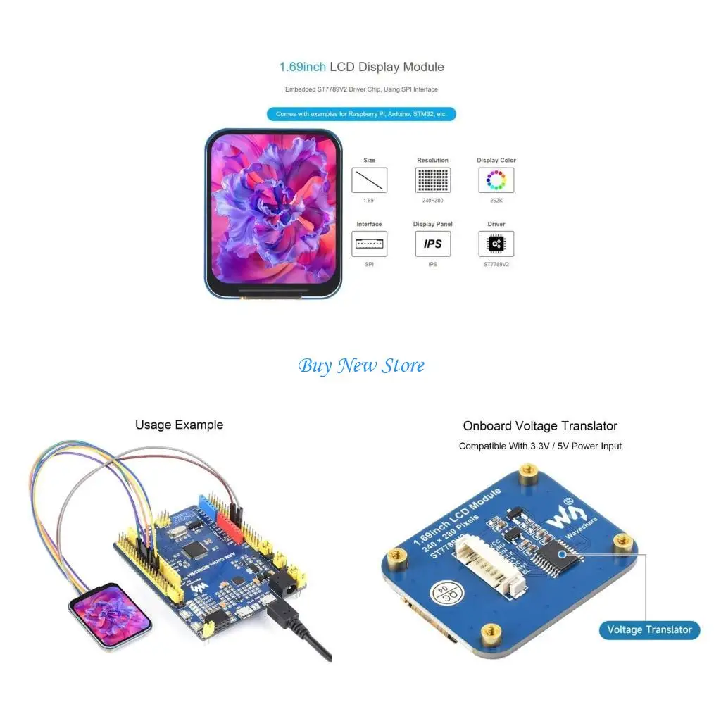 

20ce Высококачественный 1,69 "IPS LCD-модуль Display ST7789V2 Чип драйвера 262K RGB Colors