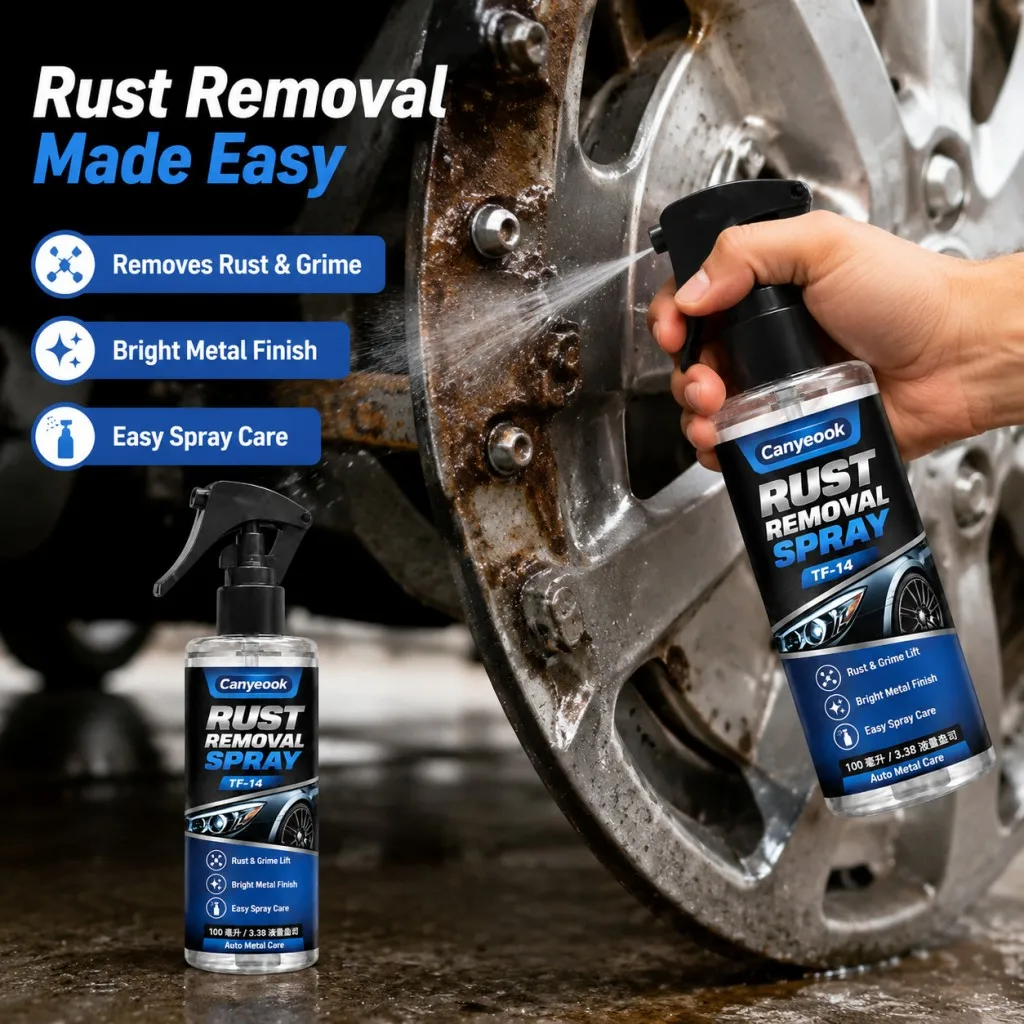 CANYEOOK TF-14 Rust Remover Spray 100ml Remove Rust Oxidation Restore Shine Prevent Corrosion for Car Wheel Bolts Metal Parts