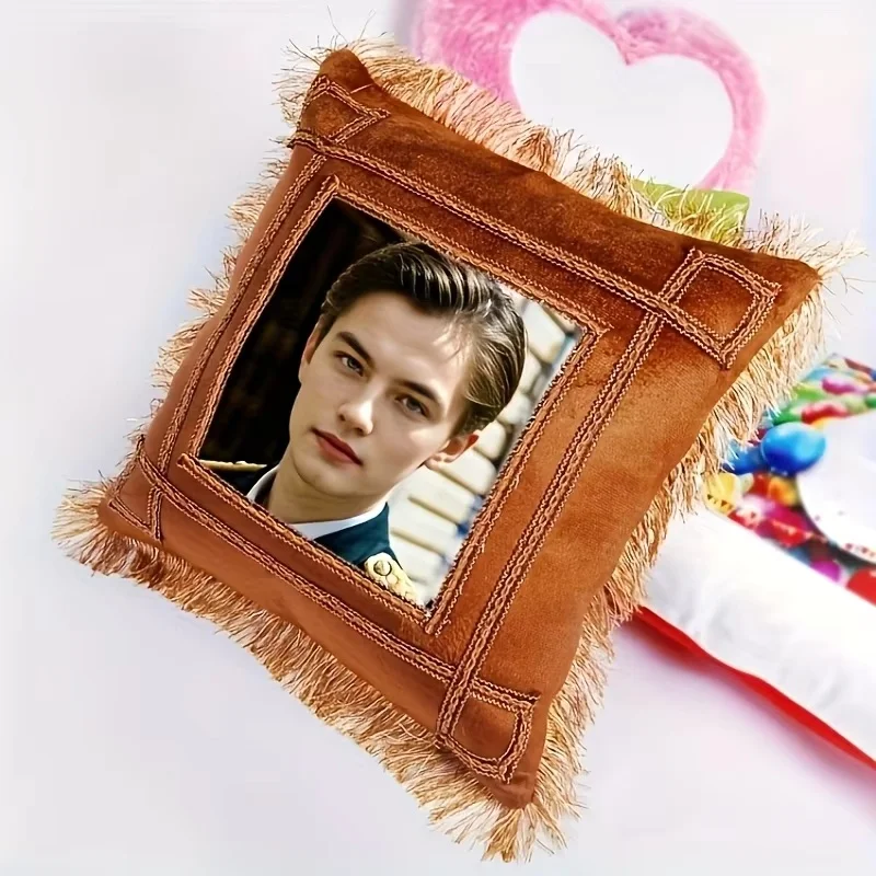 (Only the pillowcase) Customized photo pillow DIY with personalized text and image insertion,soft polyester knit design