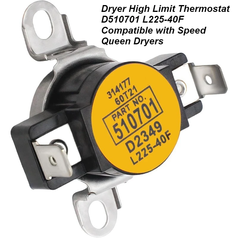 

Dryer High Limit Thermostat D510701 L225-40F Compatible with Speed Queen Dryers