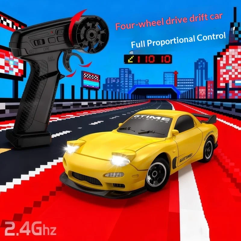 1:64rc リモートコントロールカー高速四輪駆動ドリフトカーデスクトップおもちゃレーシングカー LED ライト子供のおもちゃギフト