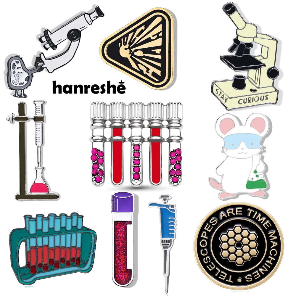 Hanreshe Science Chemistry Lab Enamel Brooches Pins Set Scientist Chemist Backpack Lapel Badge Jewelry Accessories Gifts