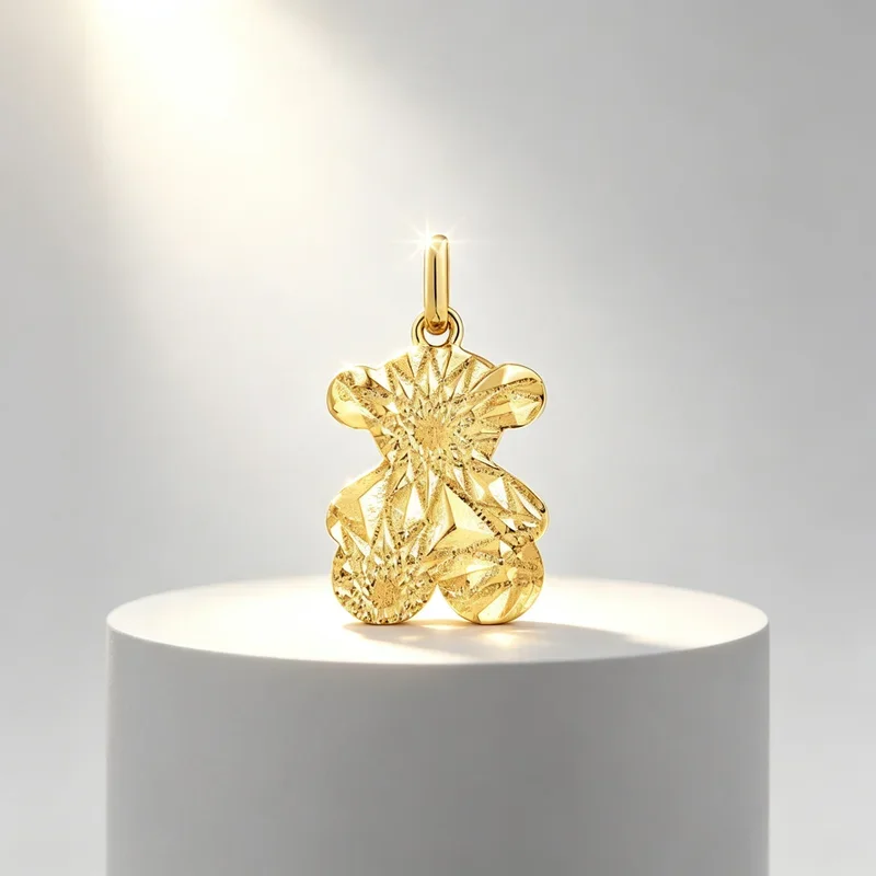 New Gold Bear Pendant Charm Cut Surface Bear Shape DIY Jewelry Making Accessory for Necklace Bracelet Women Fashion Gift