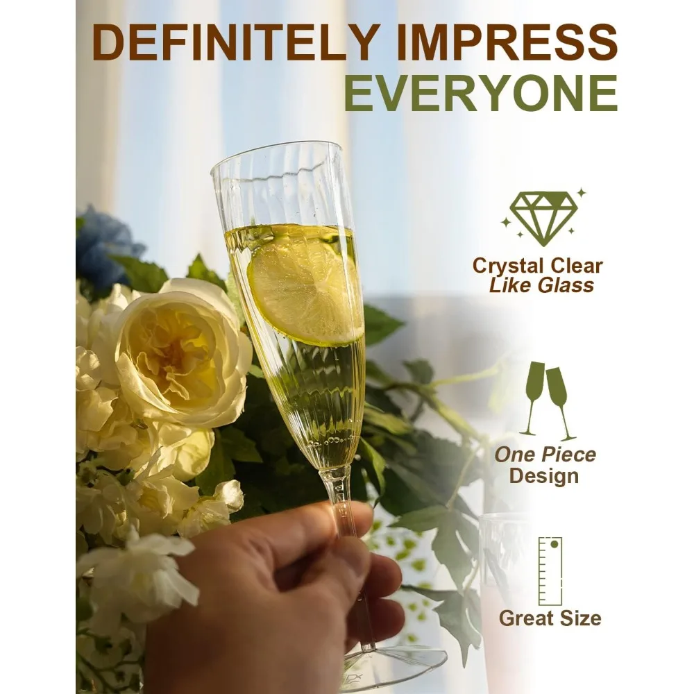 Plastic Champagne Flutes,36PCS Clear Disposable Wine Glasses Reusable Plastic Cocktail Cups Home Daily Life Party Birthday