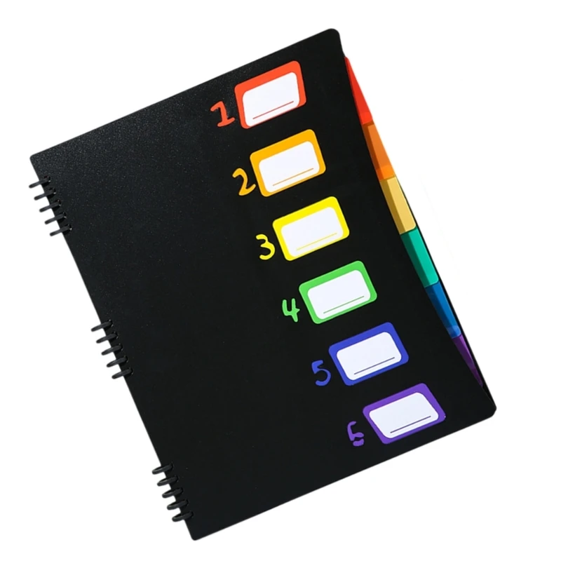 W89C Expandable Folder 6 Pockets Expanding Document Organiser Sorting Folder with Removable Pages Letter Size for Office