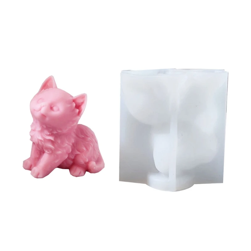 3-dimensional Candle Mold Cute Cat Shape Craft Art Silicone Mold for Making Candle Hand-made Soap Desk Ornaments