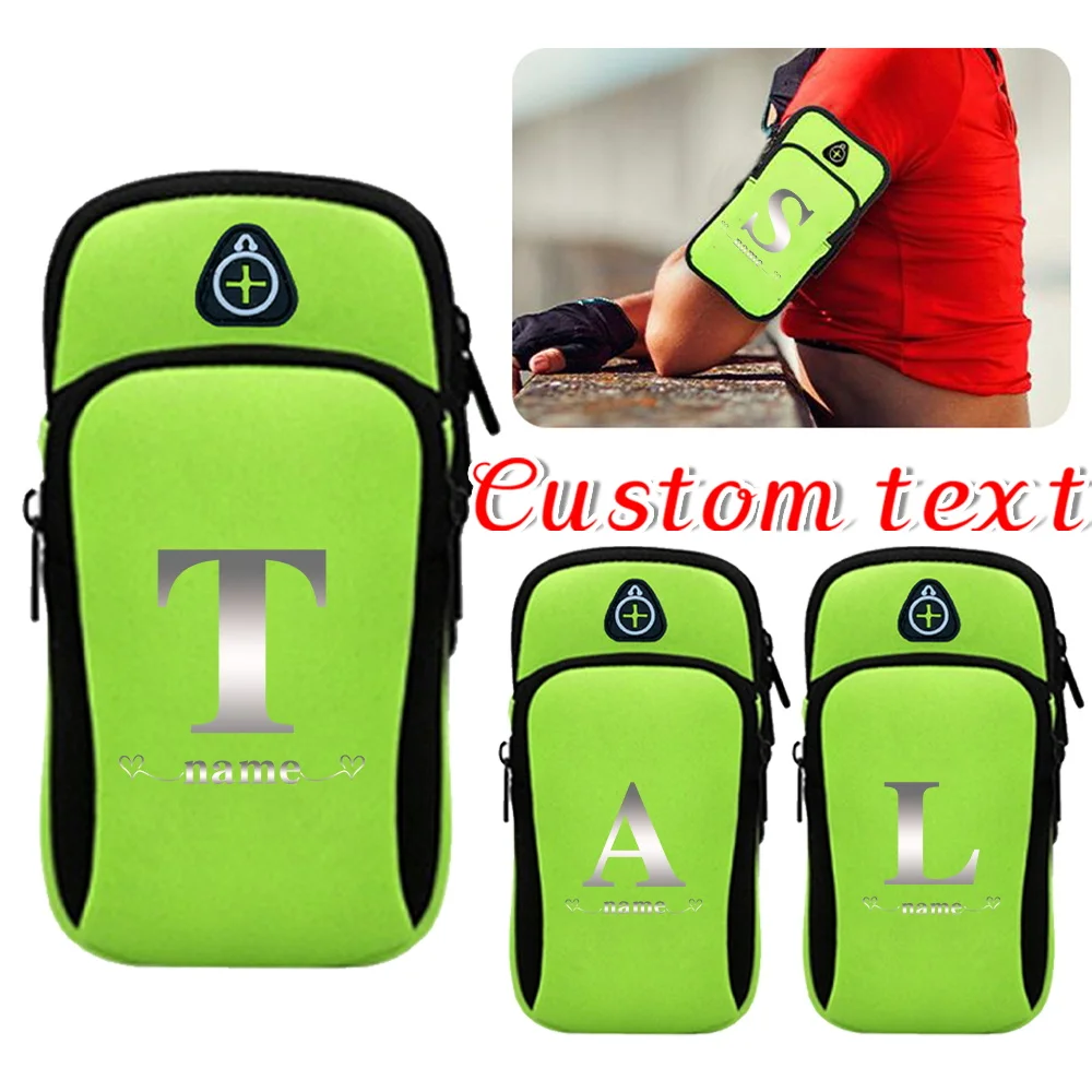 

Personalized Customization Name Green Running Arm Strap Bag Outdoor Running Portable Fitness Easy Arm Bag Mobile Storage Arm Bag