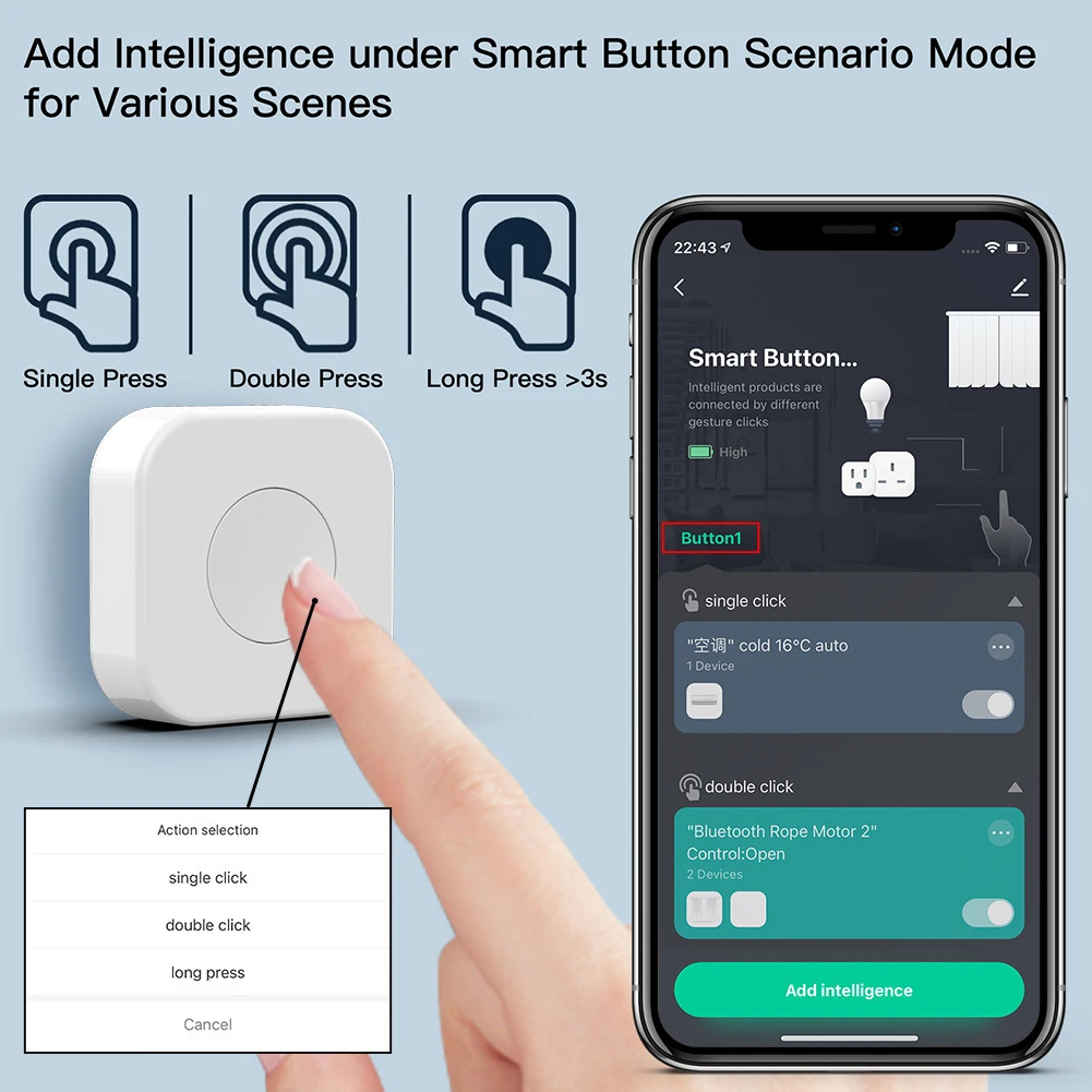 Tuya Smart Home ZigBee Scene Button Wireless Mini Smart Switch Automation Scene One Key Control Button Works with ZigBee Gateway