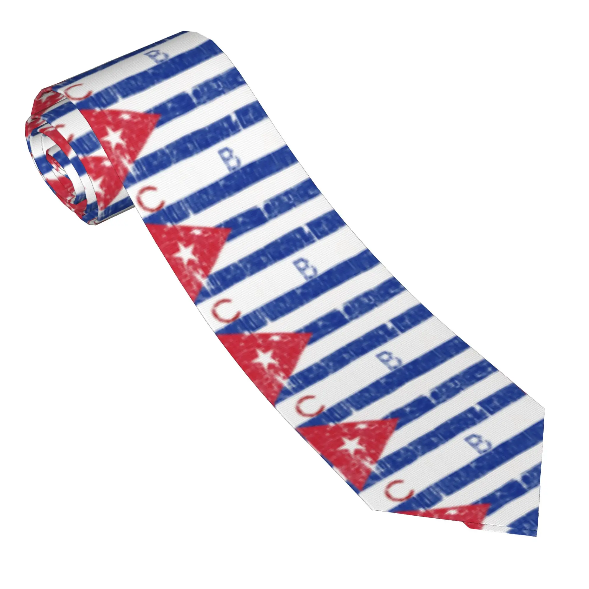 Flag of Cuba Old Printing Style Tie Wedding Neck Ties Casual Neck Tie For Men Custom DIY Collar Tie Necktie Birthday Gift