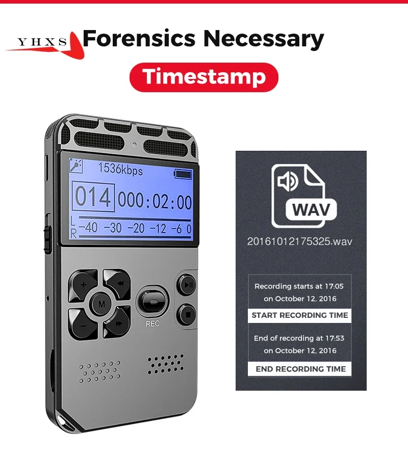 Portable HD Studio Digital Audio Sound Voice Recorder Dictaphone WAV MP3 Player Recording Pen 50m Noise Reduction Support 64G