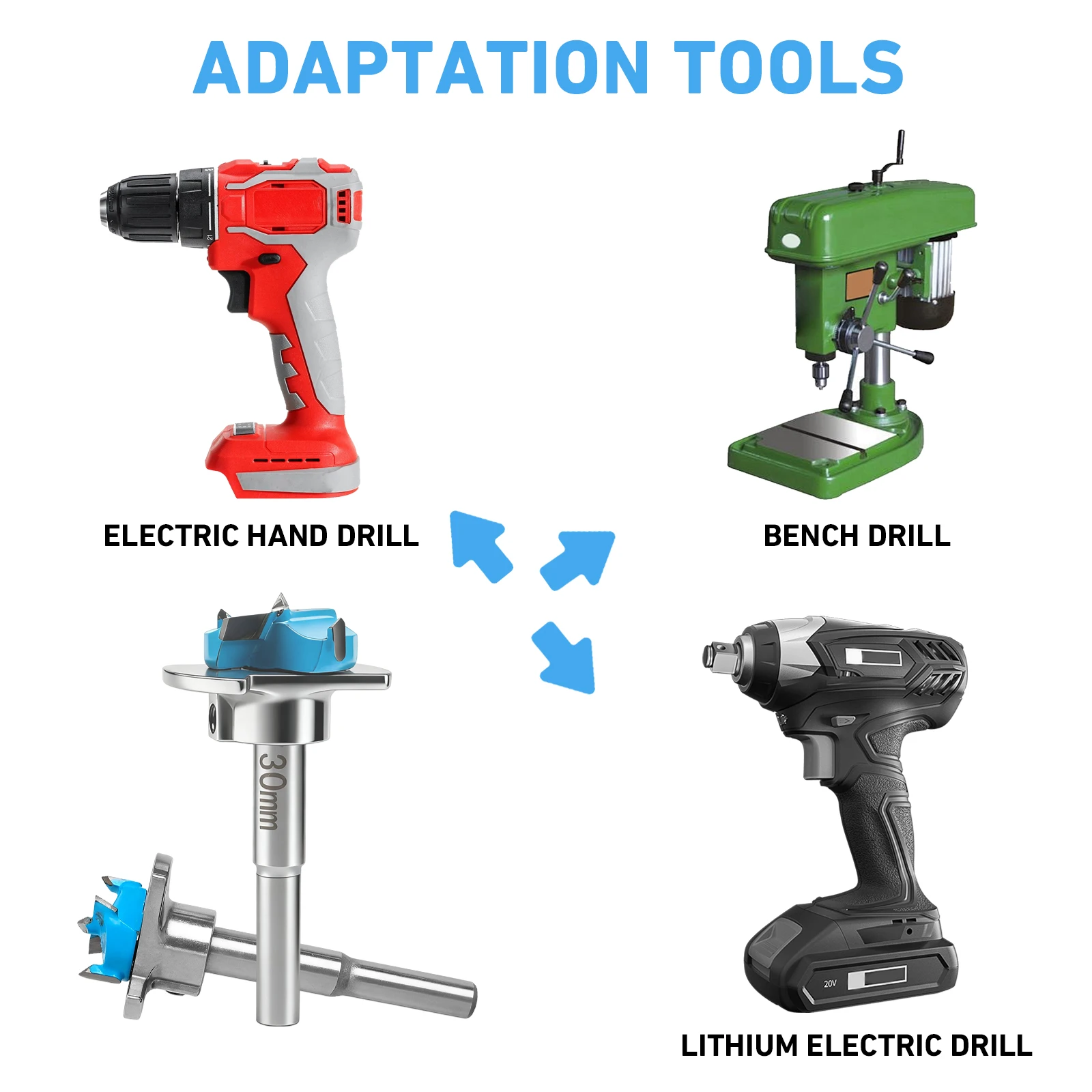 超硬チップ付き木材ドリルビットセット-5個入り-1535mm-六角シャンクリーマーと収納ボックス付き-木材および複合材料用