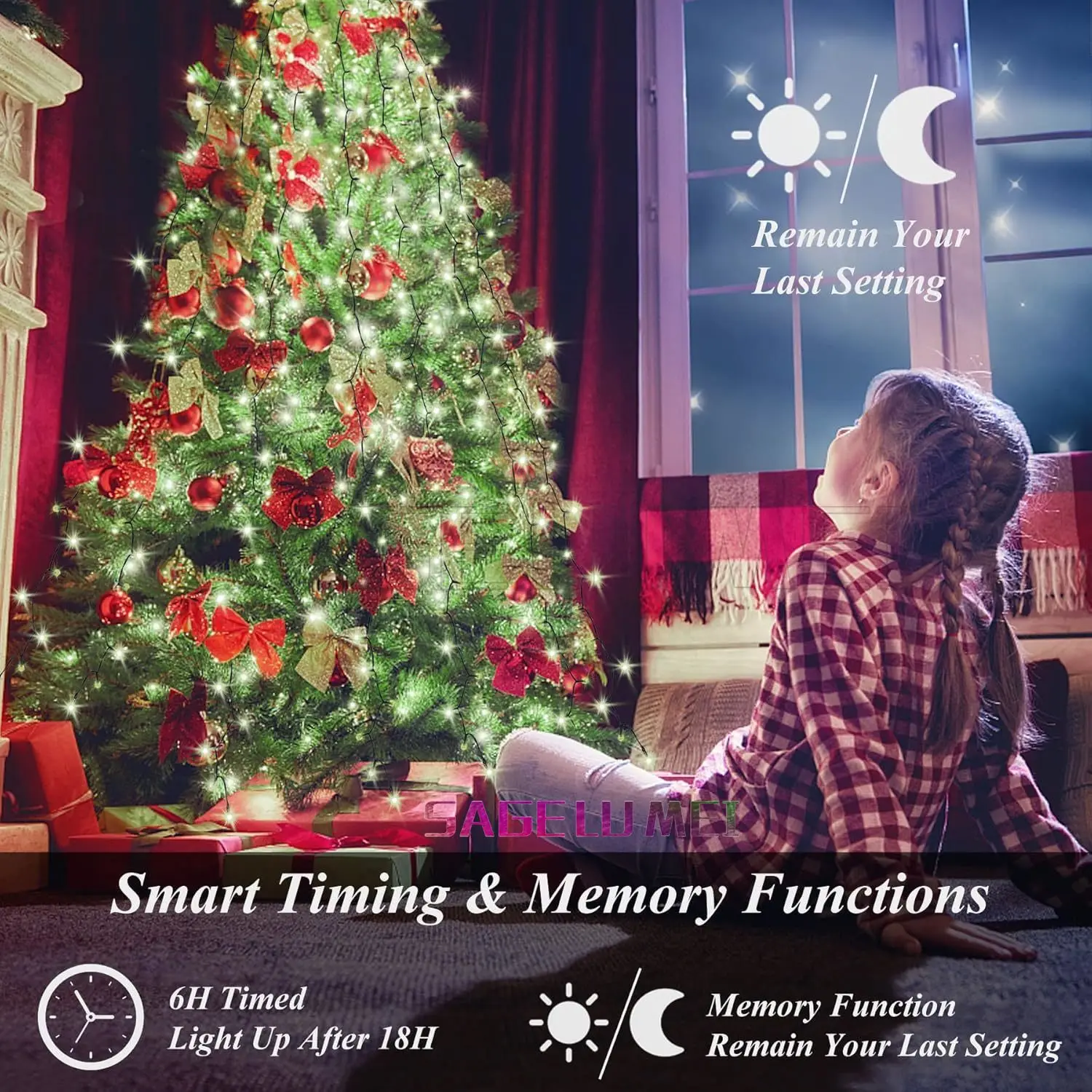 New Christmas String Lights for Tree 2.1m 140 LEDs Christmas Tree Lights with Memory Function 8 Modes  Lights Smart APP Remote